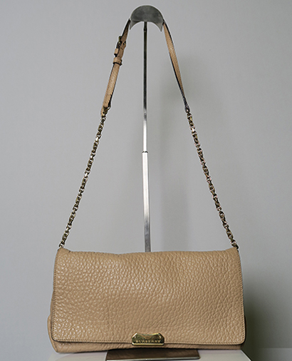 Burberry Pebbled Flap Crossbody Bag, front view